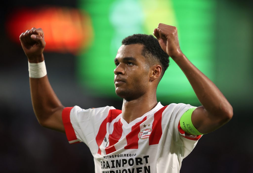 Cody Gakpo celebrates with PSV Eindhoven