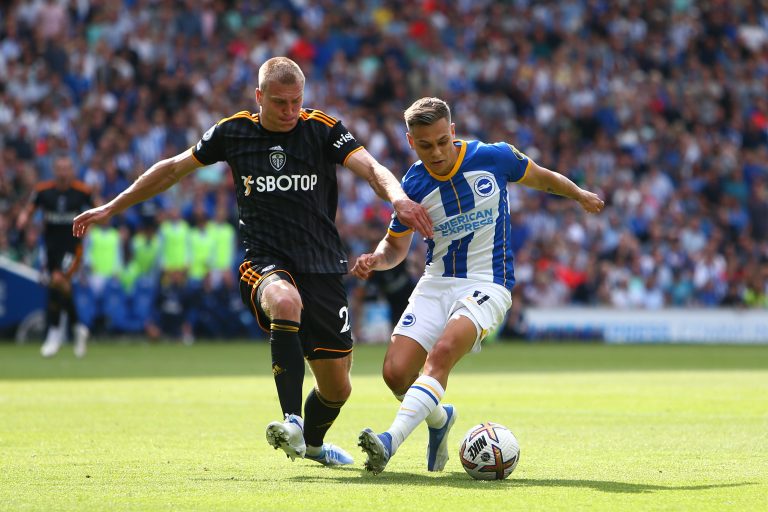 Leandro Trossard in action for Brighton against Leeds United