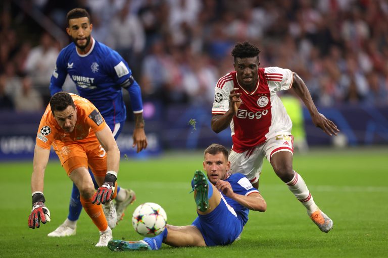 Mohammed Kudus in action for Ajax against Rangers