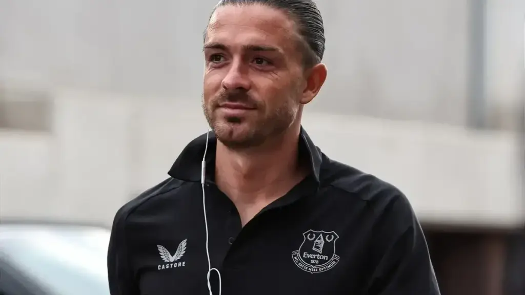 Jack Grealish wearing Everton training gear.