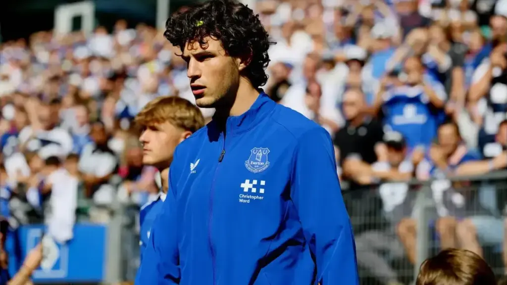Merlin Rohl right-back Everton: Merlin Röhl wearing an Everton jacket.