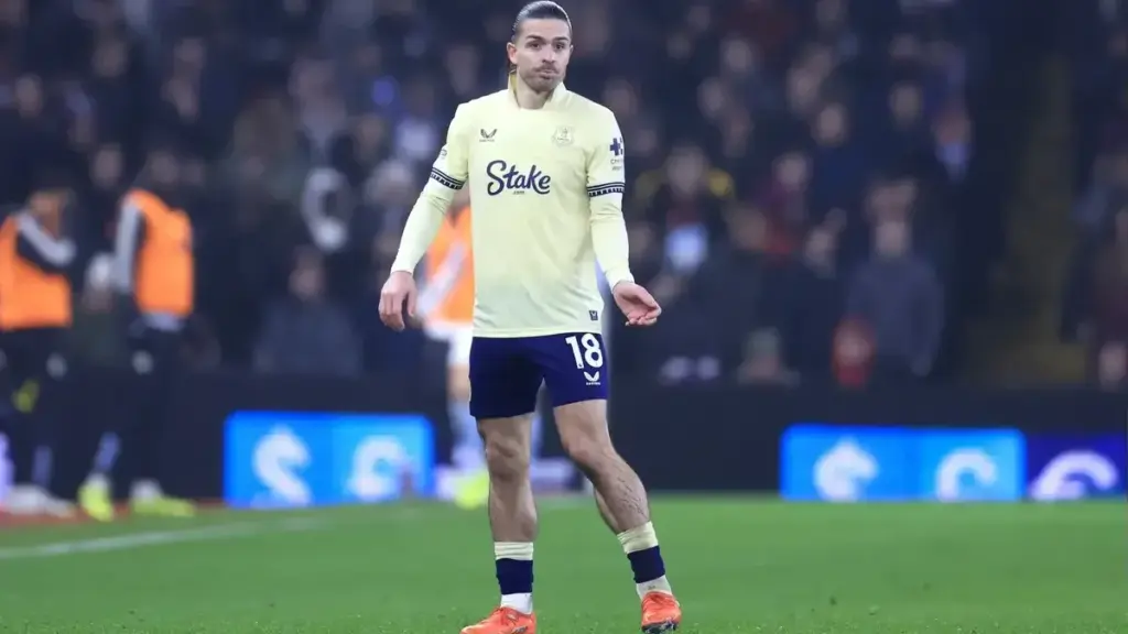 Jack Grealish on the pitch during a match for Everton